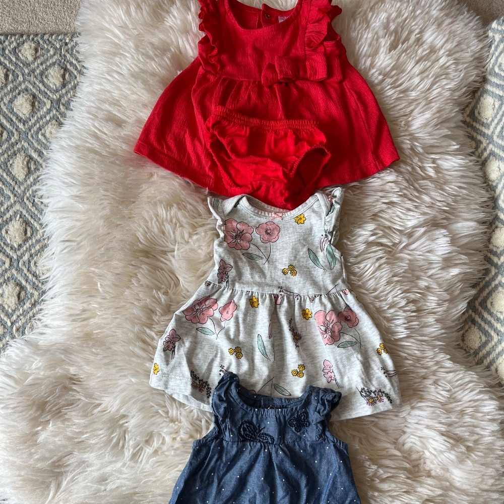 Red, Blue and Flower Onesies, Carters Just One You, Newborn